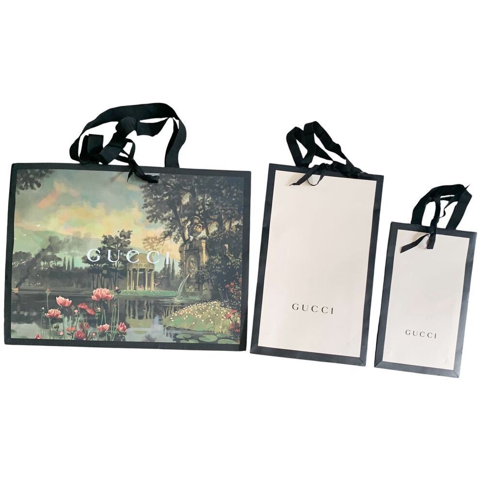 3 GUCCI Shopping Gift Paper Bag LOGO LOT SET